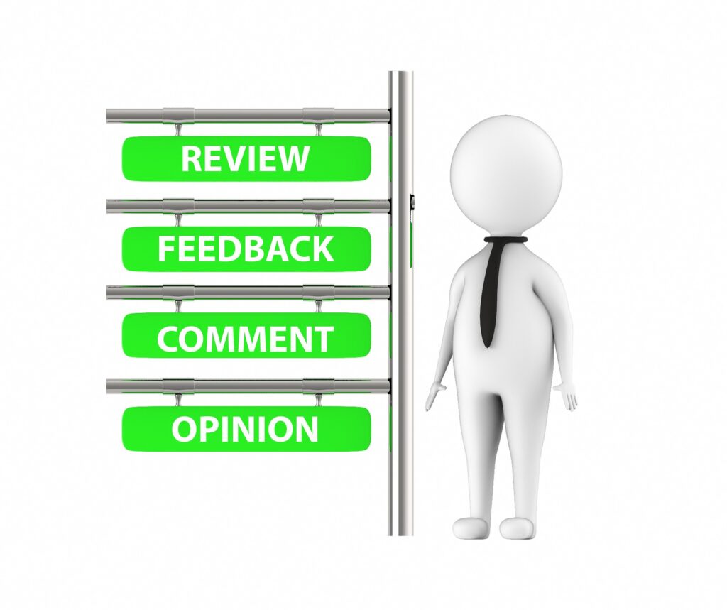 Types of surveys shown include surveys requiring review, feedback, comments, and opinion