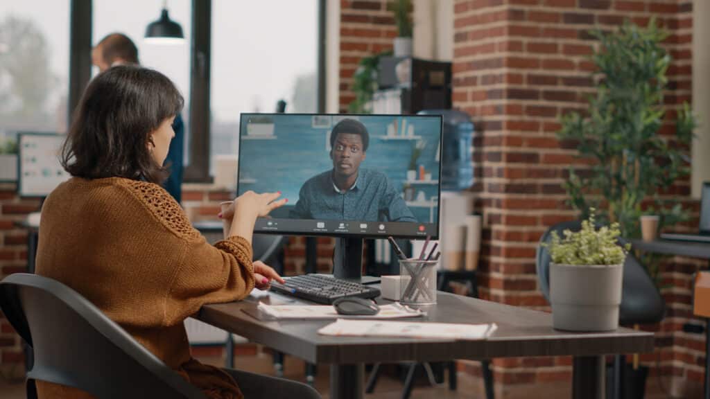 Woman having a discussion on a video call